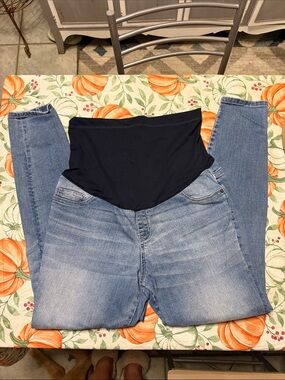Liz Lange for Target Blue Skinny Maternity Jeans with Black Belly Panel